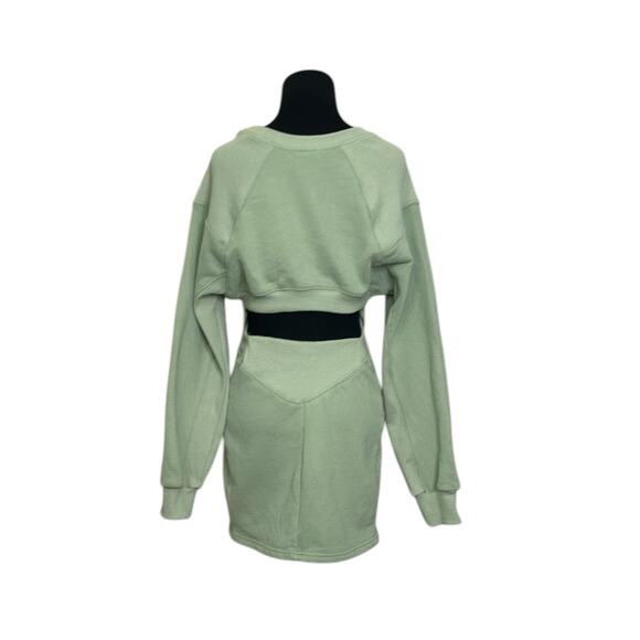 EVNL green long sleeves open back mini dress size Small - Picture 14 of 16